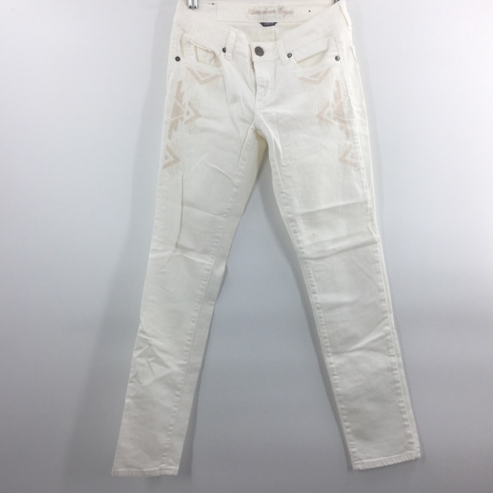 white aztec design jeans